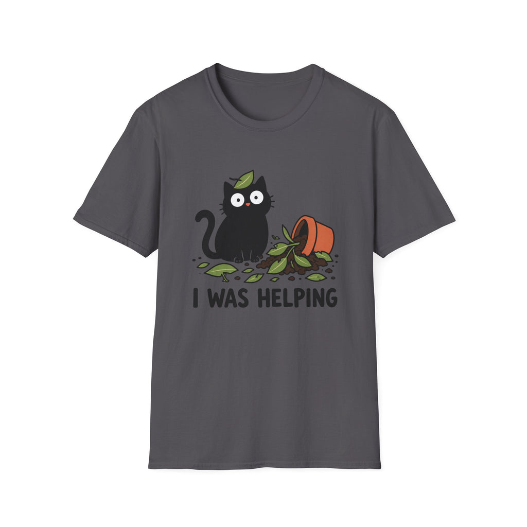 I Was Helping – Funny Black Cat T-Shirt