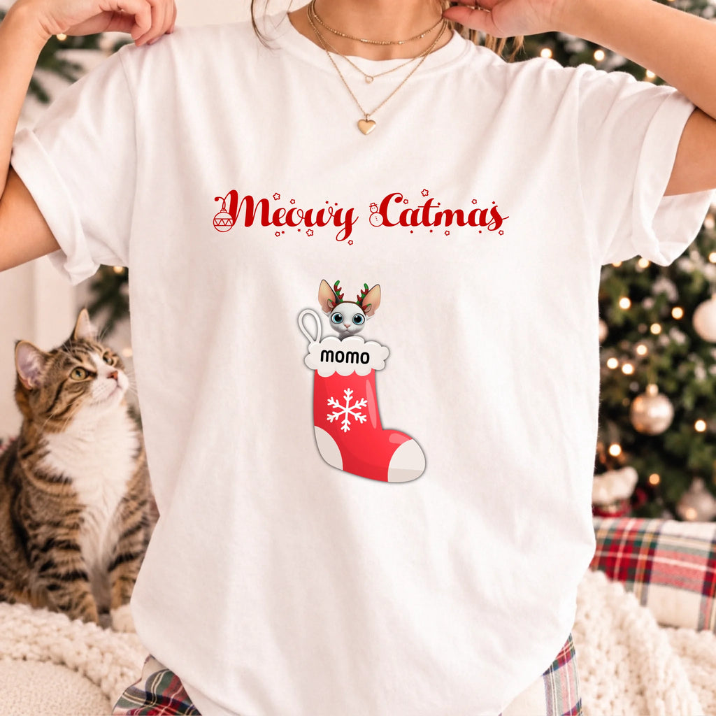 Cat-Cozy Christmas Cat and T-Shirt Mockup