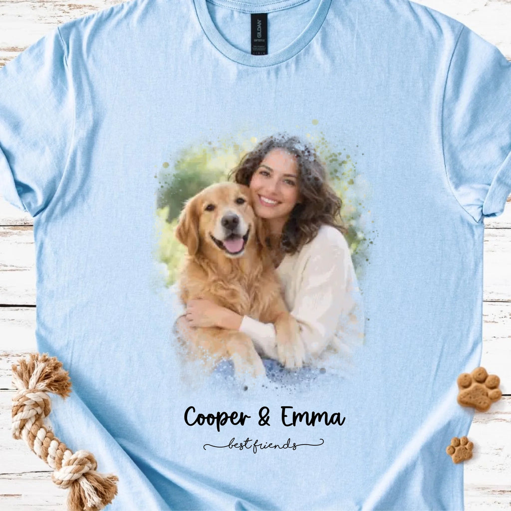 Pet & Owner | Watercolor Portrait | Photo & Names - MeshMesh Customs